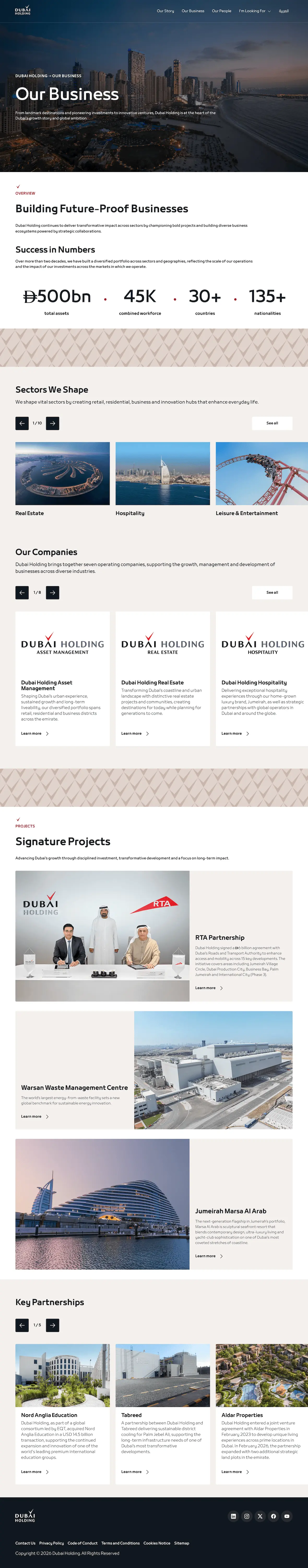 Dubai Holding Businesses page