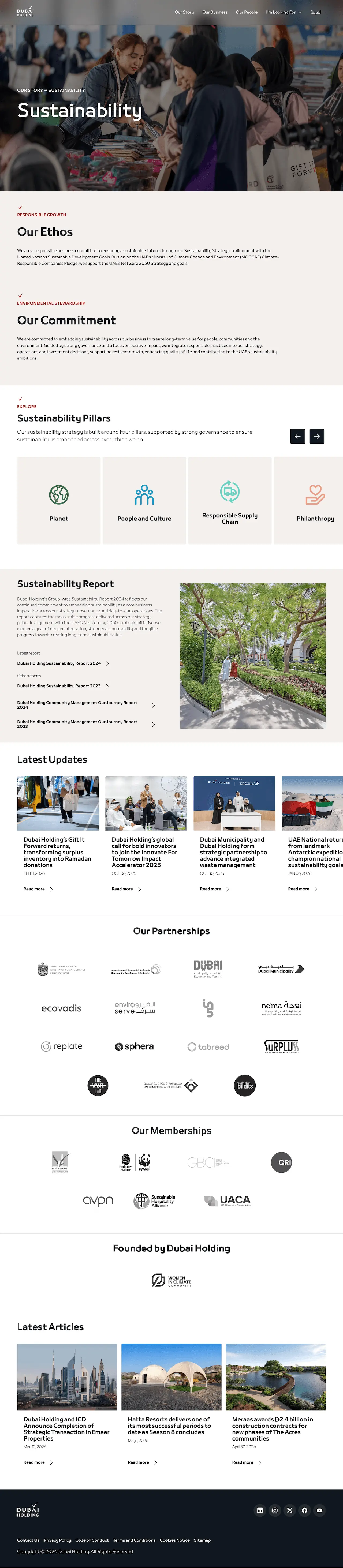 Dubai Holding Sustainability page