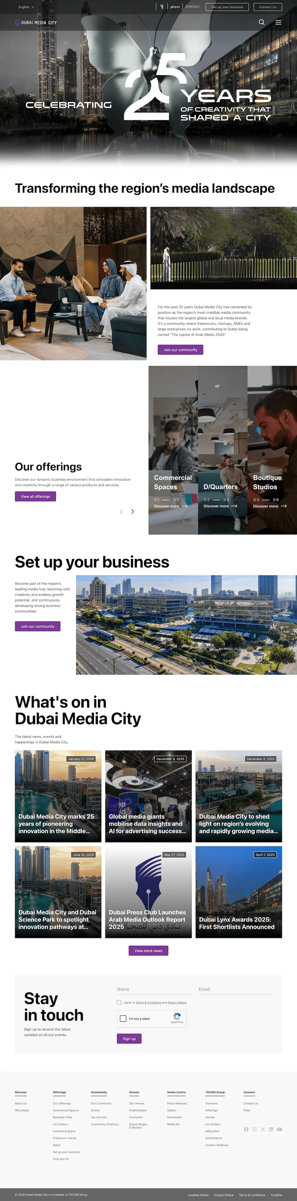 Dubai Media City homepage