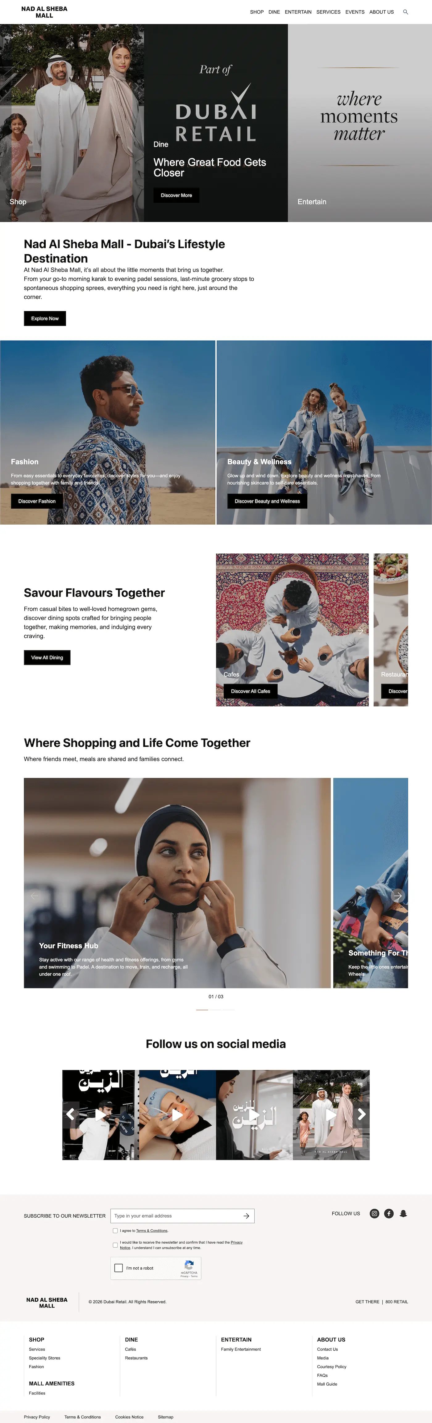 Nad Al Sheba Mall website homepage